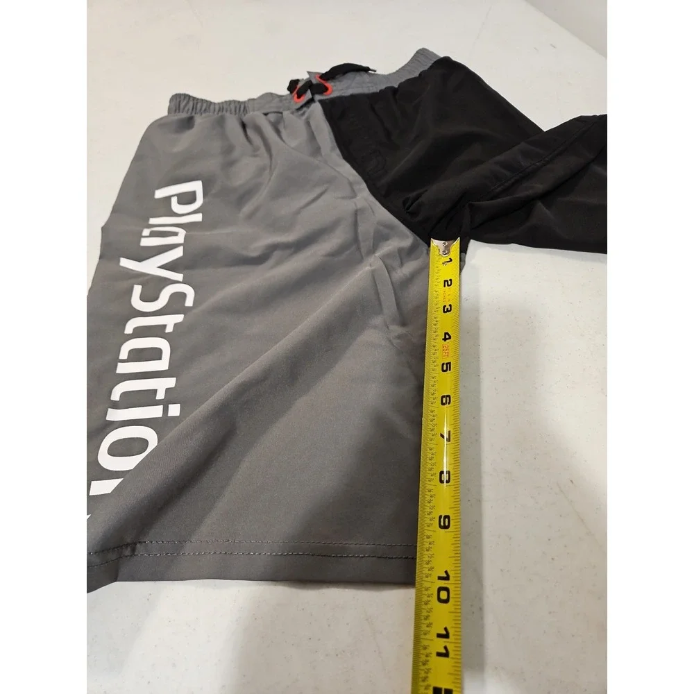 Playstation Swim Trunks Youth XL 14/16 Gray/BlackColorblock Logo Mesh Lining(328
